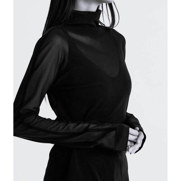 NEW SHAN mia papa mesh top in black